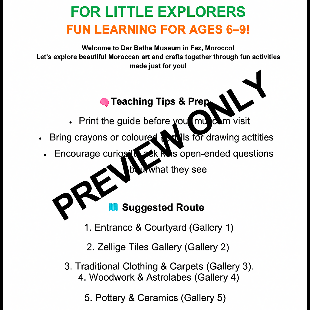 Dar Batha Museum Guide for Kids (Ages 6–9) – museum guide PDF preview